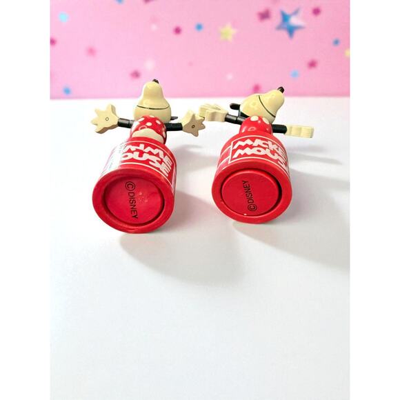 Vintage Disney Mickey & Minnie Mouse Wooden Push Puppets Figures – Lot of 2 - Picture 5 of 5